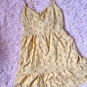 Hollister Yellow Flower Tie Back Ruffle Feminine Cottage Core Delicate Sundress